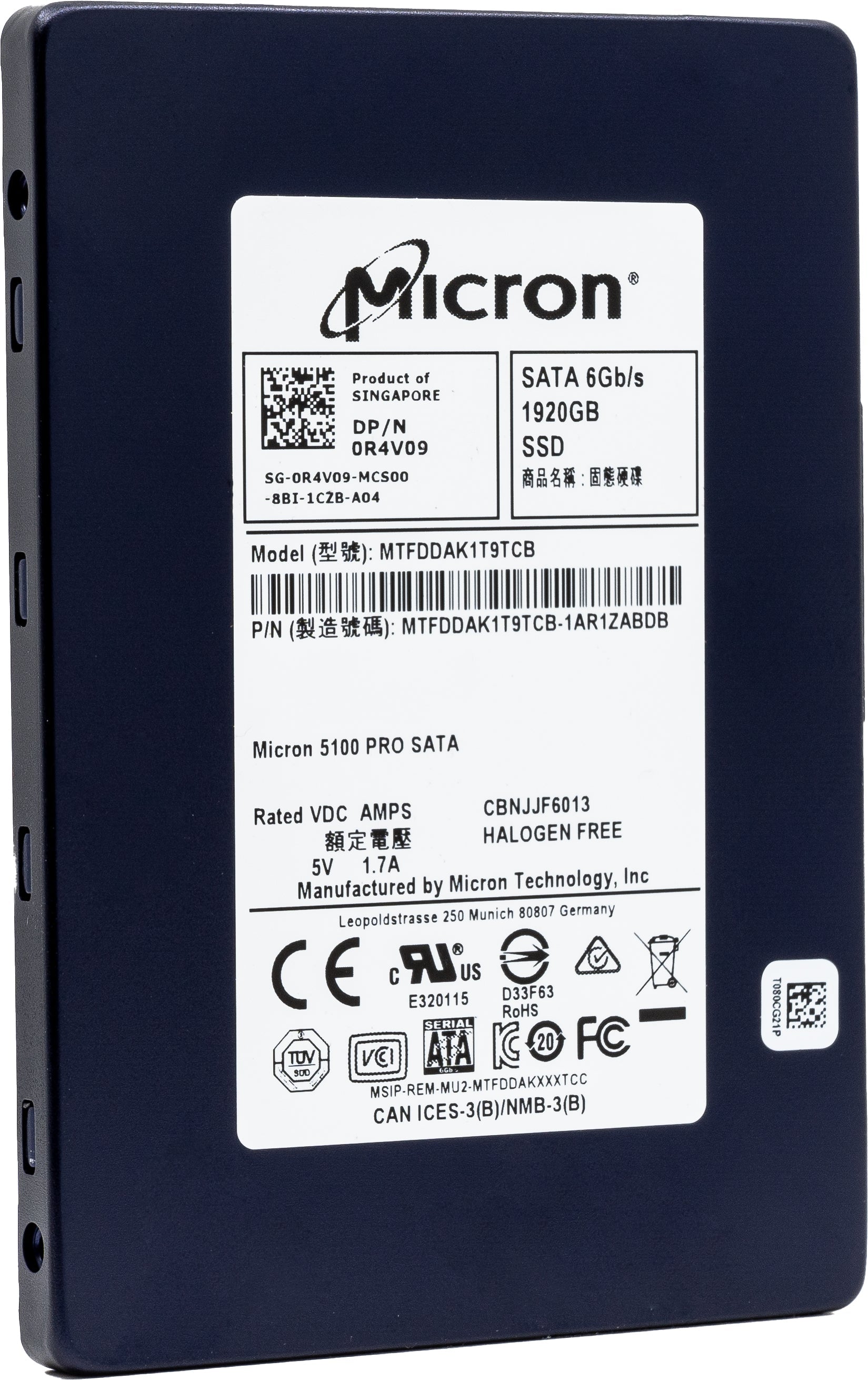 Micron 5100 Pro MTFDDAK1T9TCB 1.92TB SATA 6Gb/s 2.5in Solid State Drive