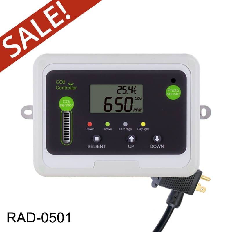 Day Night CO2 Monitor & Controller for Greenhouses, Grow Rooms