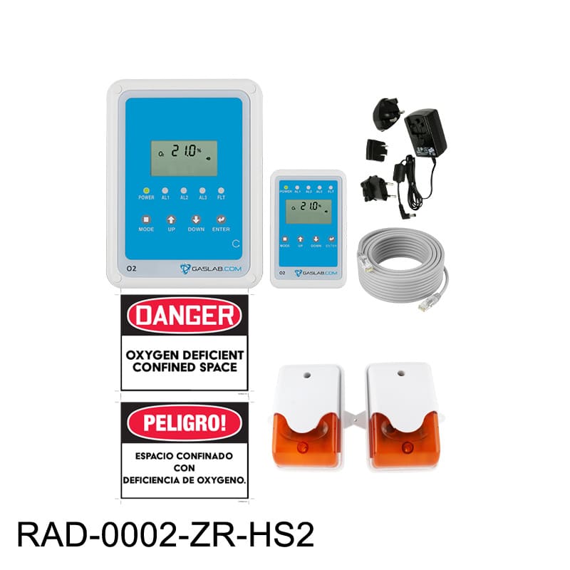 Oxygen Deficiency and Enrichment Safety Alarm with Horn Strobes