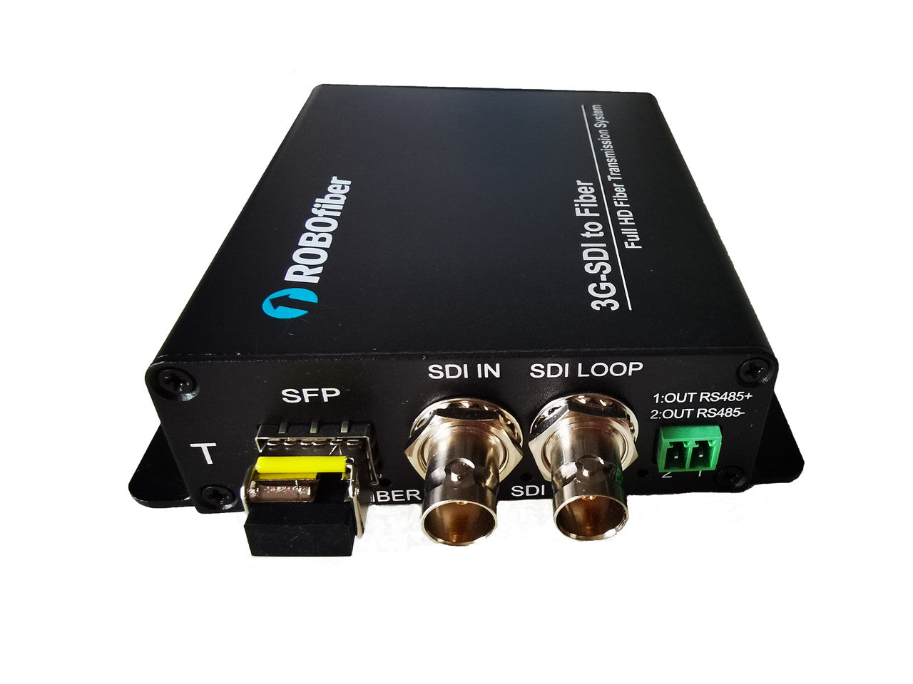 RB-3GSDI-01-T 3G SDI over SM or MM fiber transmitter single strand, 20Km reach, with RS485 channel transport, SMPTE 424M, Industrial hardened