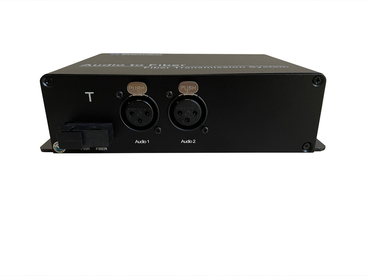 RB-AUDIO02 two XLR balanced audio channels over fiber extender (Transmitter and Receiver) SET of TWO, single strand SMF 20Km or MMF 1Km reach, SC connector