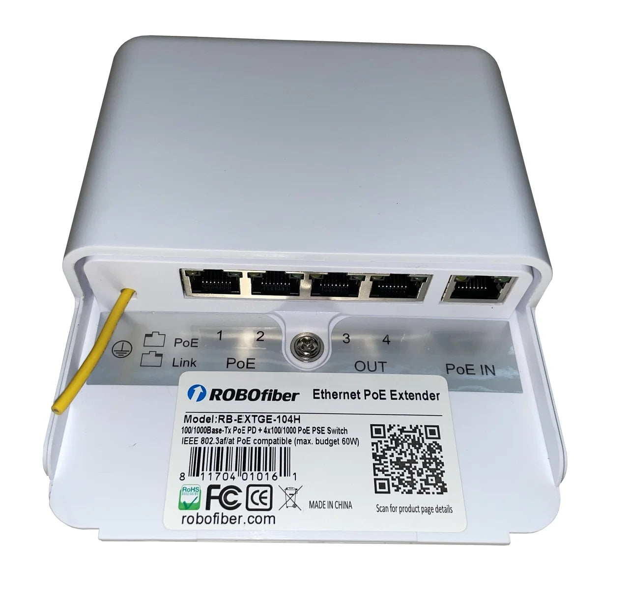 RB-EXTGE-104H Gigabit Ethernet Outdoor grade PoE 100m reach extender, cascadable, IP52 rated, 5 port switch