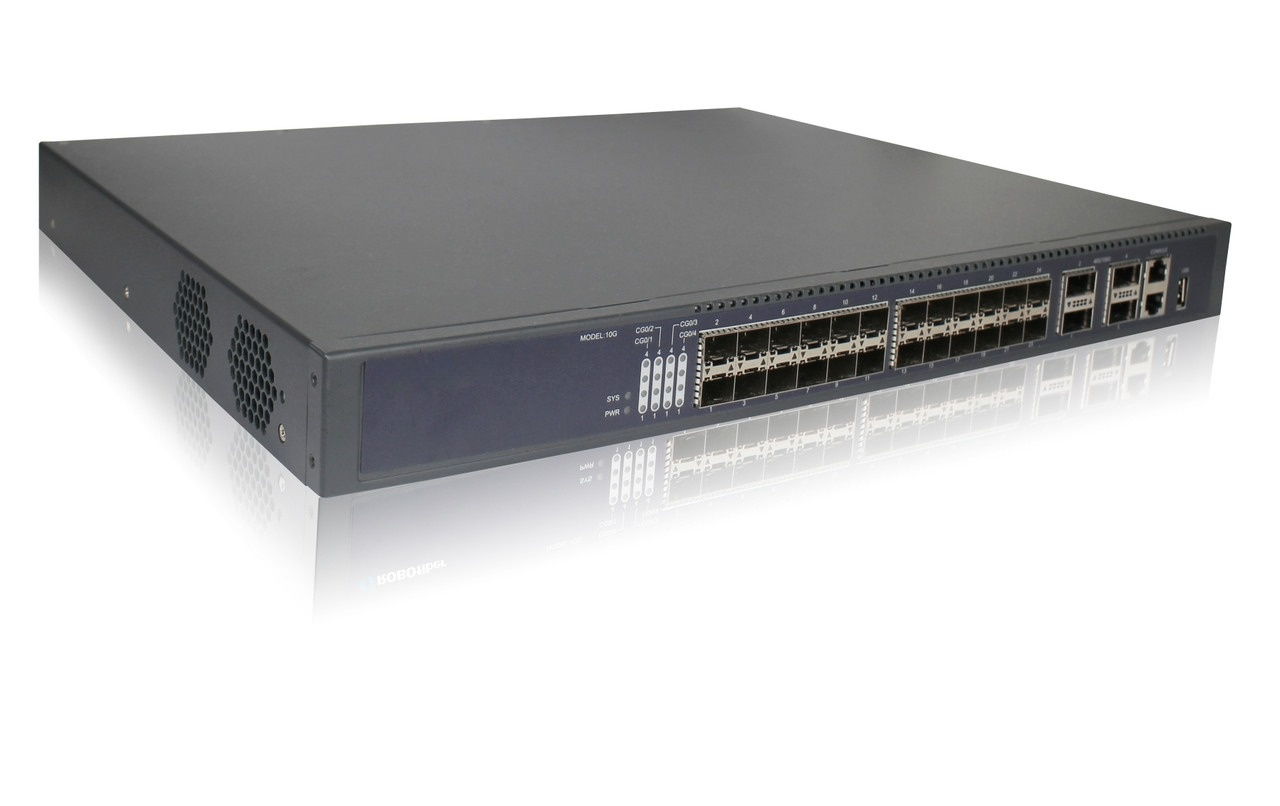 RB10-F2404M3-AC - 10G all fiber 24 SFP+ ports, 4x 100G QSFP28 ports Layer 3 managed routing switch, rack 19"