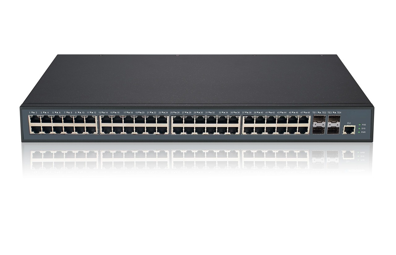 RBG-T4804M3-AC-PSE - Full Gigabit Ethernet 48 ports, 4x 10G SFP+ ports Layer 3 managed routing switch, rack 19" with PoE 400W power