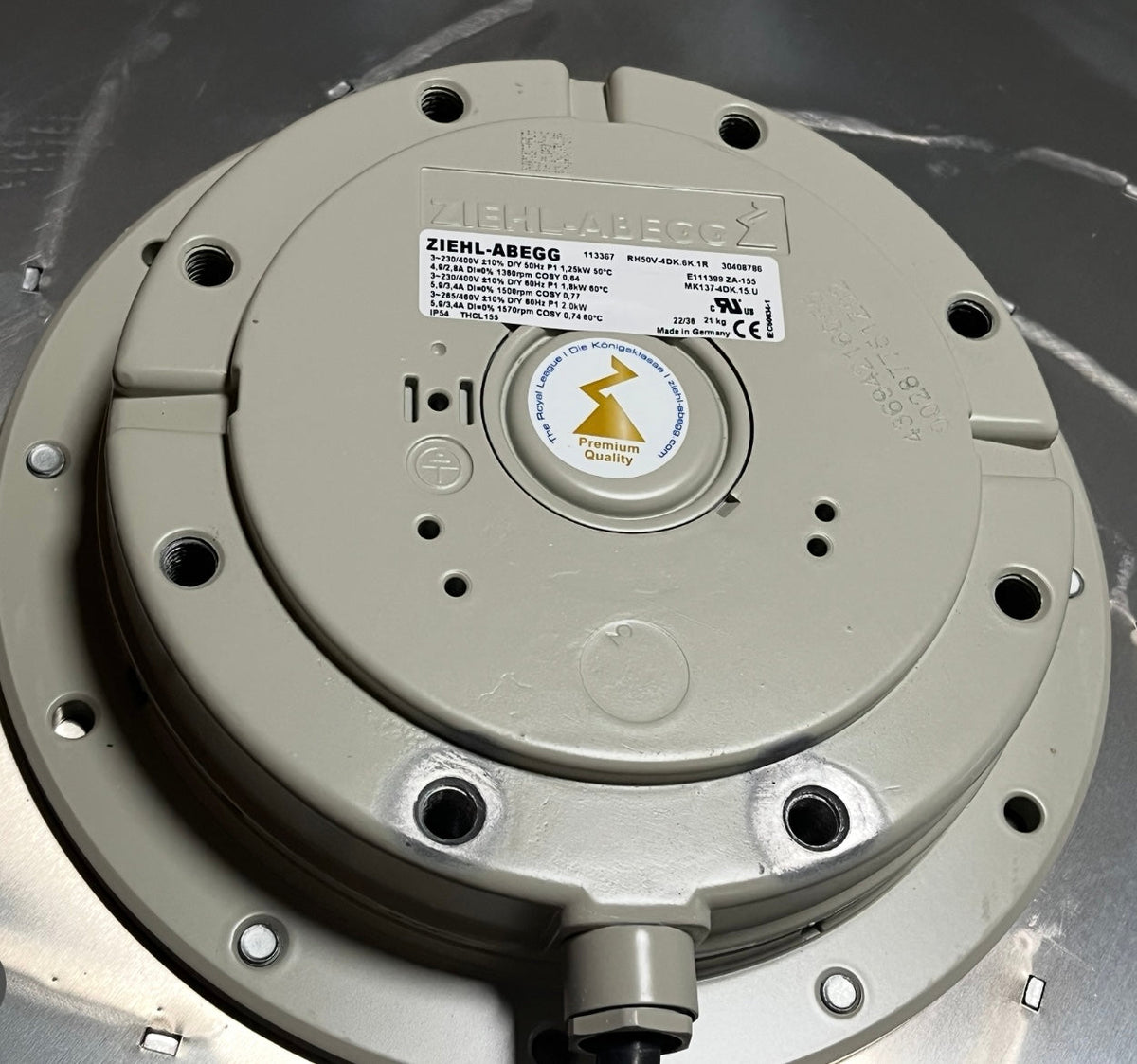 RH50V-4DK.6K.1R MK137-4DK.15.U ZIEHL-ABEGG centrifugal fan 3~ 460V 1.25 kW/2.0kW 2.8A/ 5.9A 1360/1570rpm