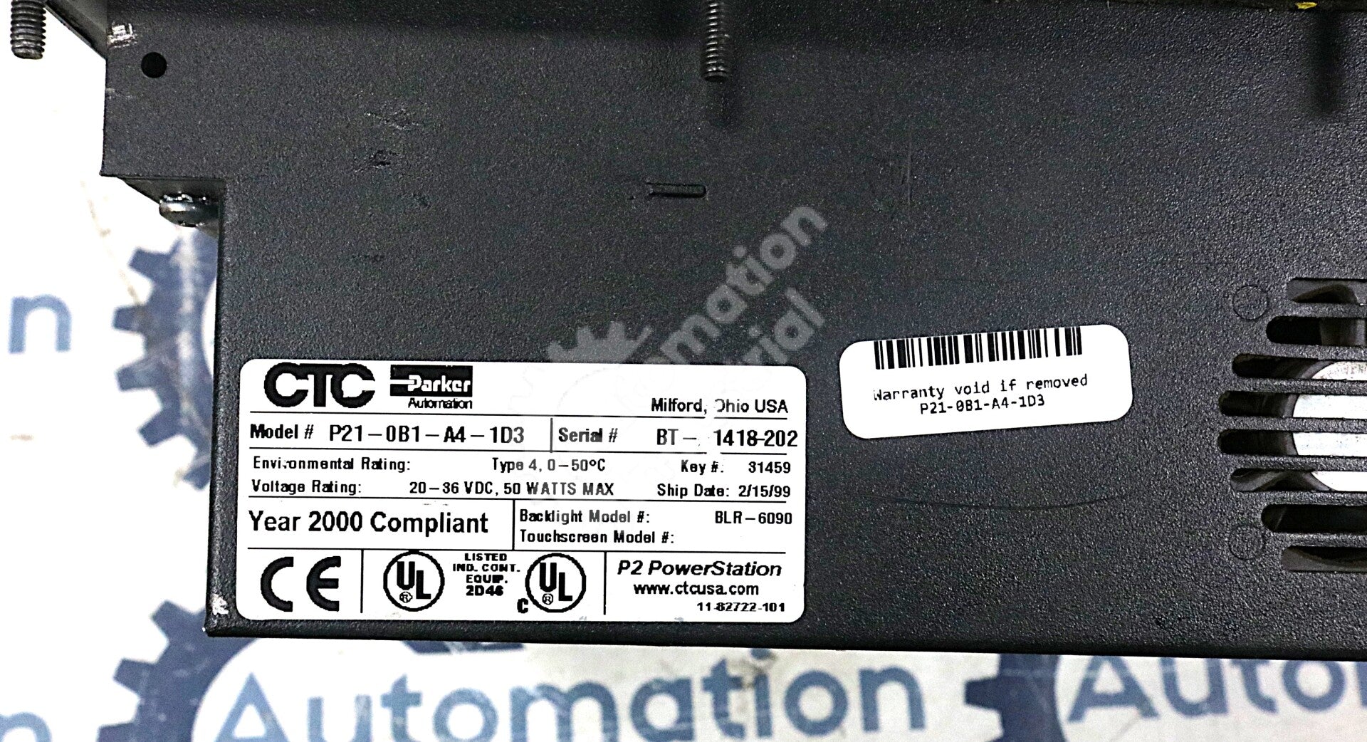 P21-0B1-A4-1D3 By CTC Parker Automation 20–36 VDC Touchscreen PowerStation