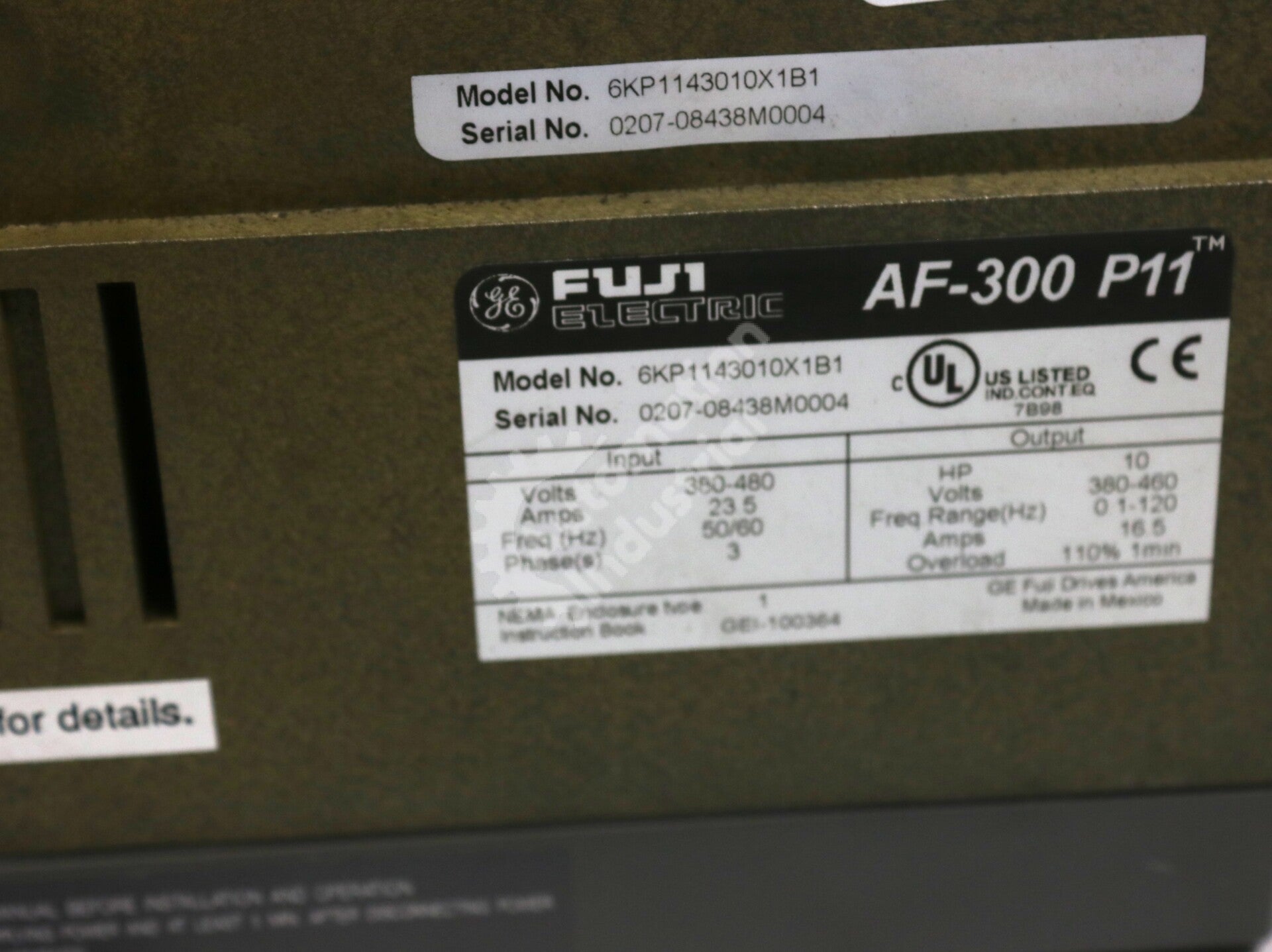6KP1143010X1B1 By GE Fuji 3-Phase 380-480VAC 10HP AF-300 P11 Drive