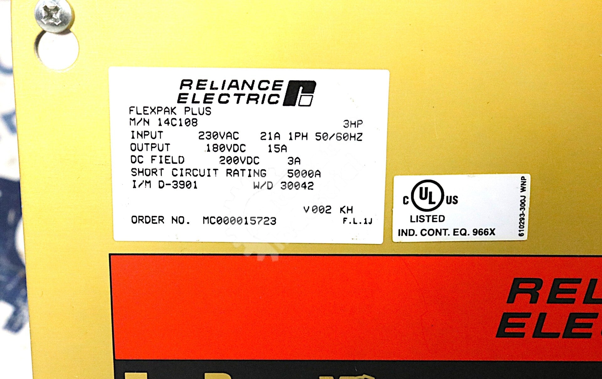 14C108 By Reliance Electric 230VAC 15A FlexPak Plus DC Drive