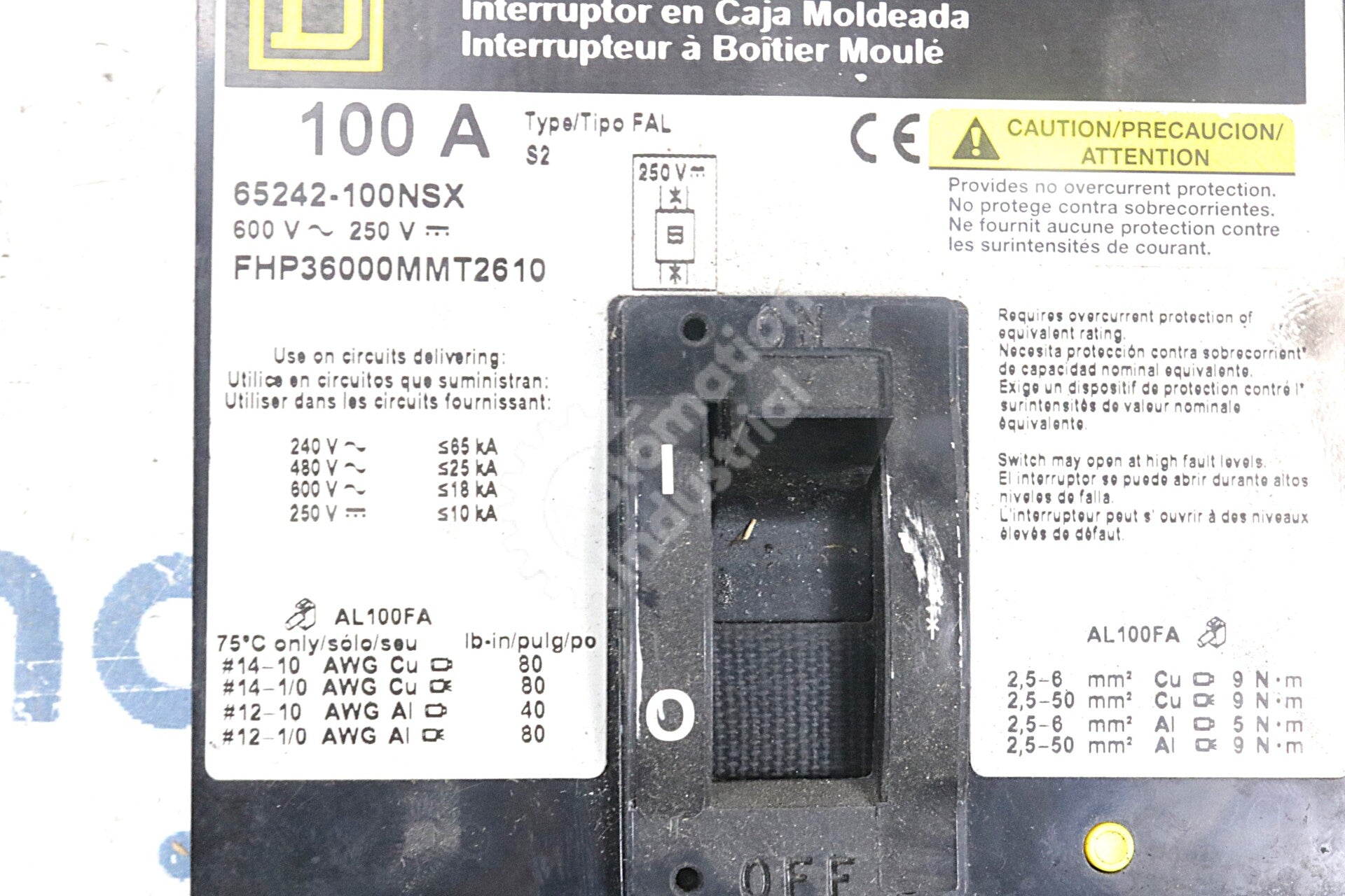 FHP36000MMT2610 By Square D Molded Case Switch Circuit Breaker
