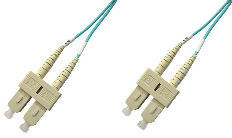 SCP-SCP-MD5A-1M - SC/PC to SC/PC multimode OM3 aqua 50/125 duplex fiber optic patch cord cable