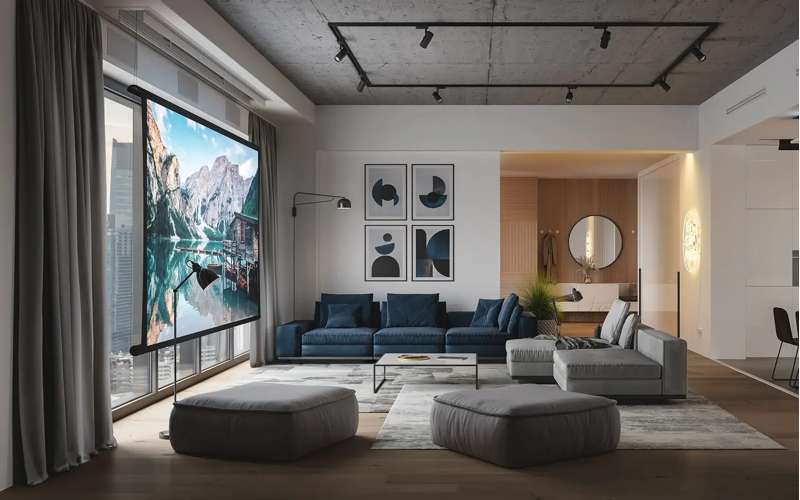 Screen Innovations Zero-G Motorized Flush Mount Screen, 63.7'' x 113.3'' with Slate 1.2 Material