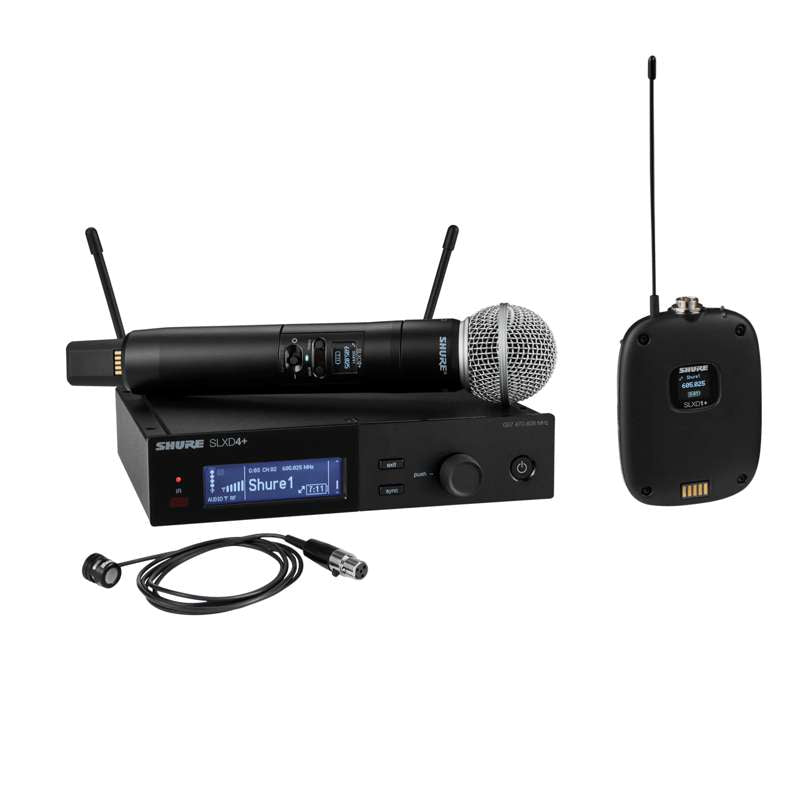Shure SLXD124+/85M Digital Wireless Combo System with SM58 Handheld and WL185m Lavalier Microphones G57 Band