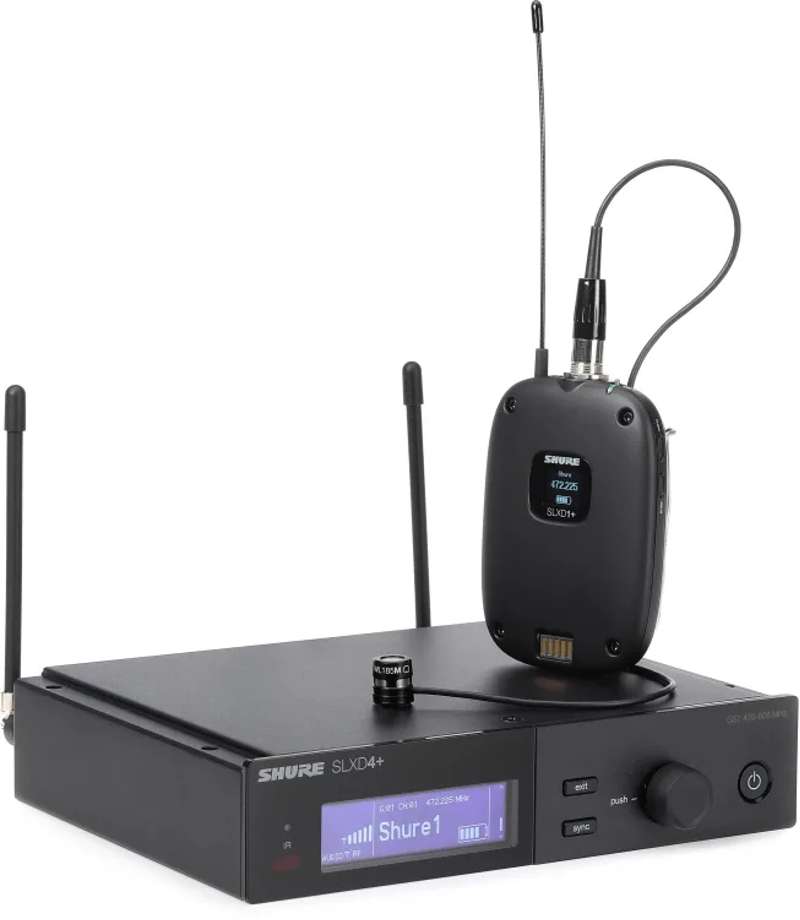 Shure SLXD14+/85M Wireless System with SLXD1 Bodypack and WL185 Lavalier G57 Band