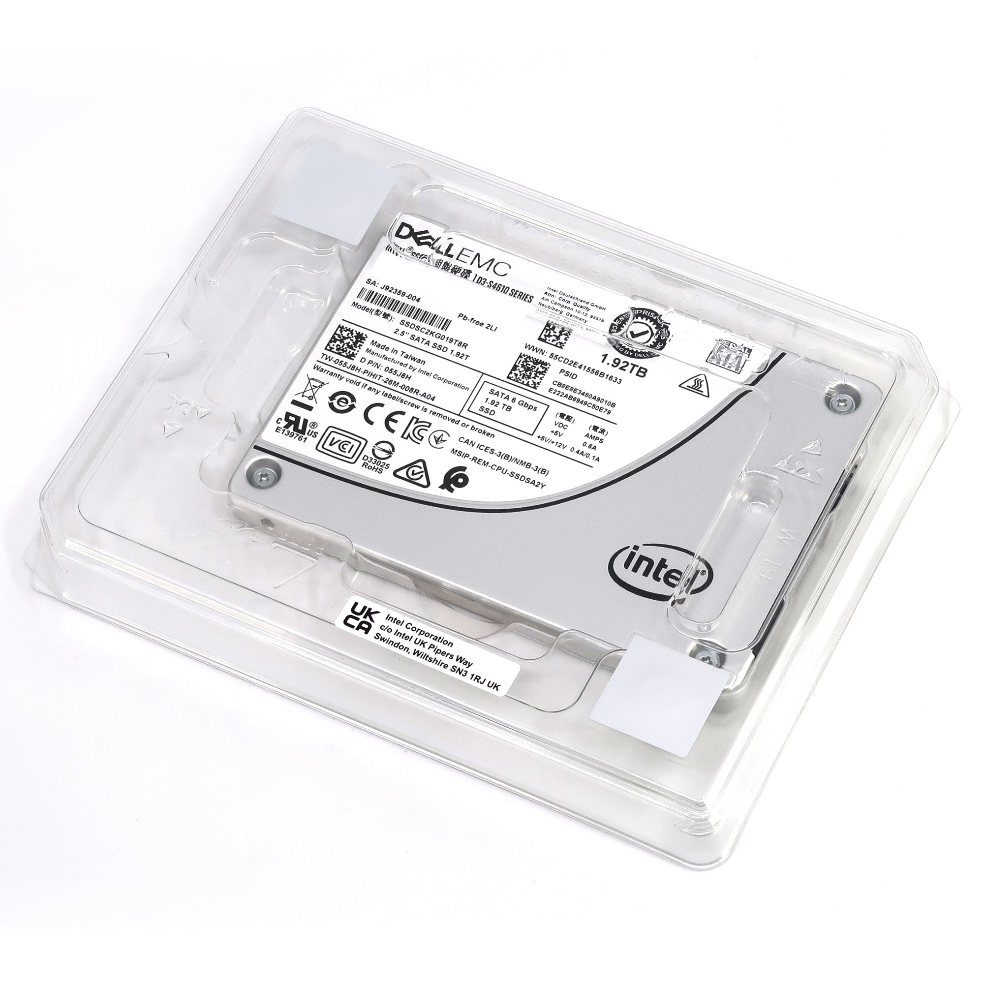 Dell D3-S4610 SSDSC2KG019T8R 055J8H 1.92TB SATA 6Gb/s 3D TLC 3DWPD 2.5in Solid State Drive