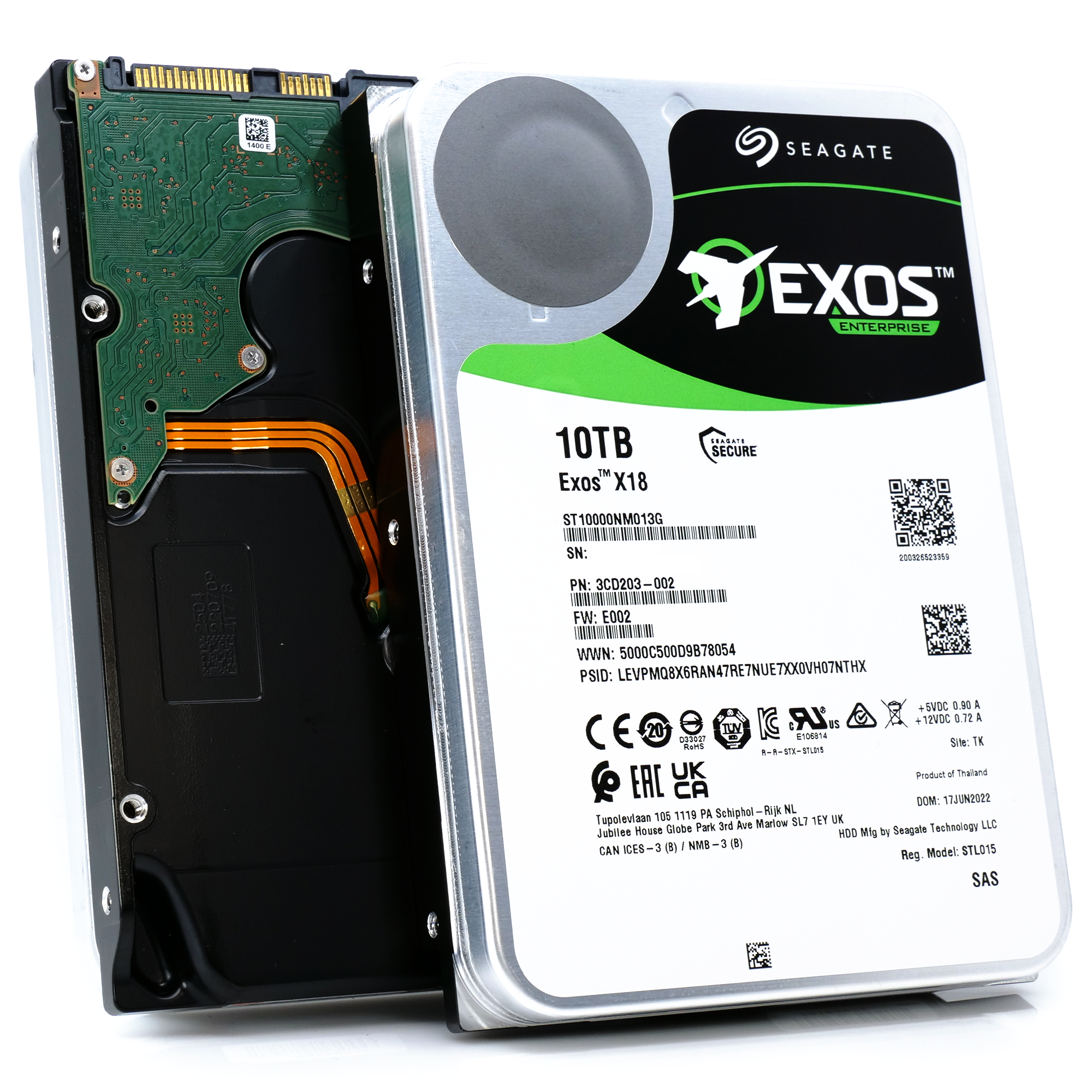 Seagate Exos X18 ST10000NM013G 10TB 7.2K RPM SAS 12Gb/s 512e FastFormat 3.5in Hard Drive