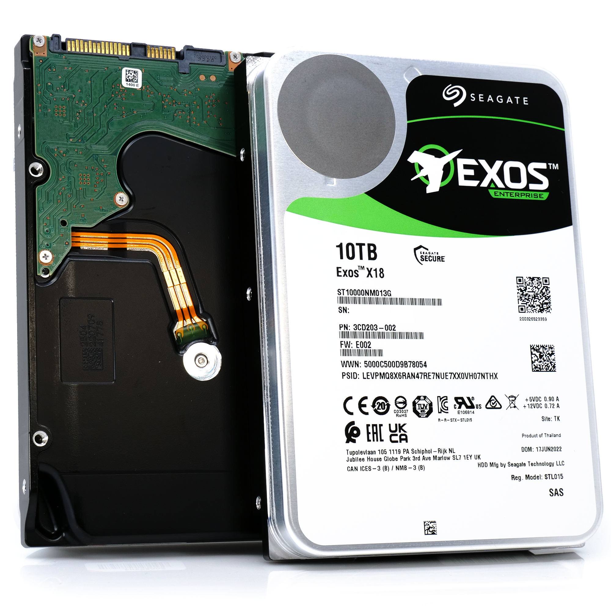 Seagate Exos X18 ST10000NM013G 10TB 7.2K RPM SAS 12Gb/s 512e FastFormat 3.5in Hard Drive