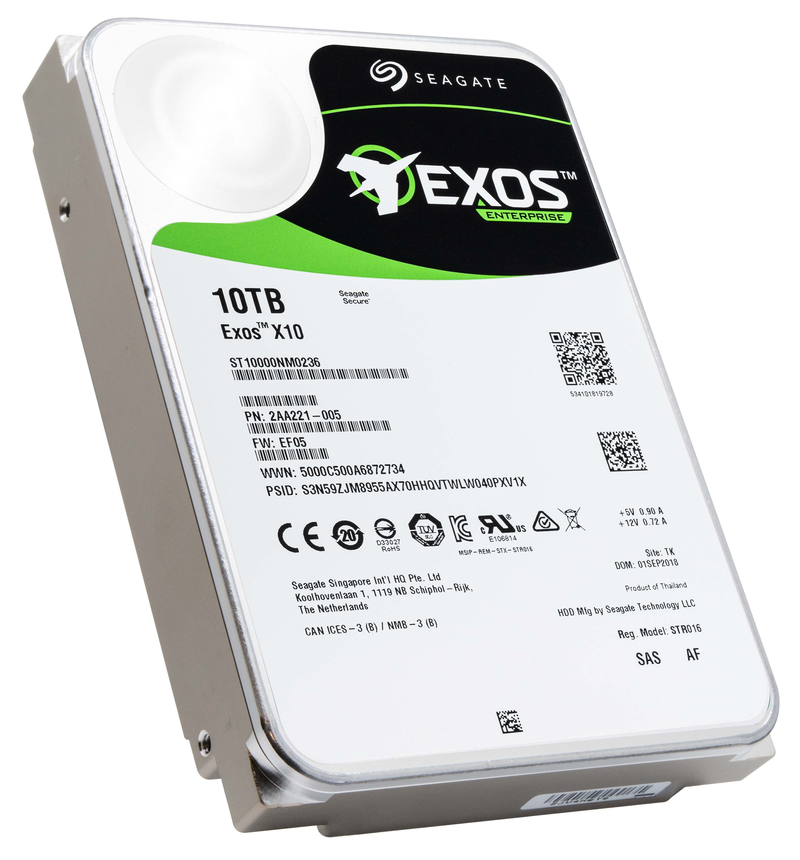 Seagate Exos X10 ST10000NM0236 10TB 7.2K RPM SAS 12Gb/s 512e 256MB 3.5" SED-FIPS Hard Drive