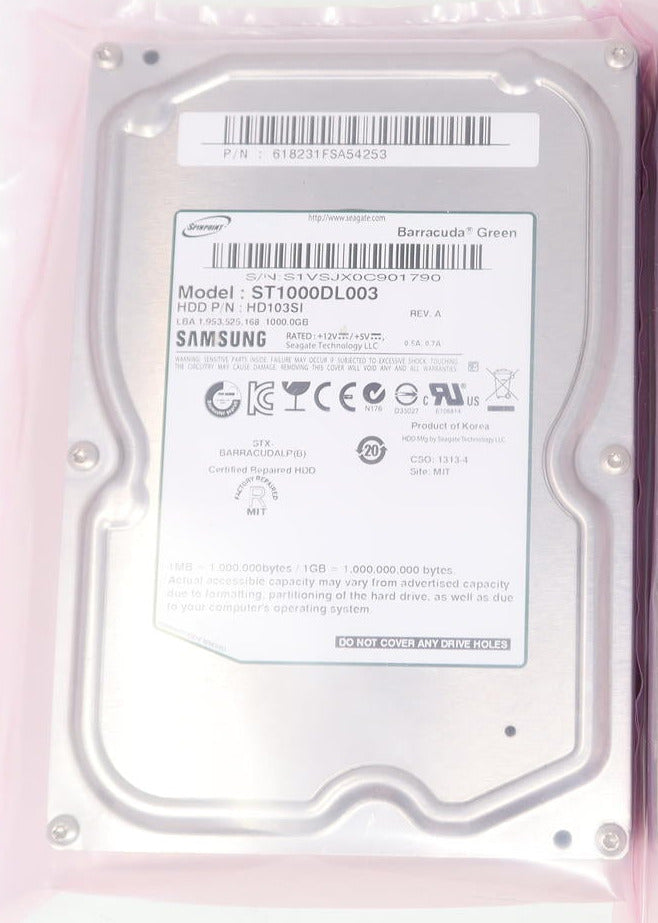 ST1000DL003 Seagate HD103SI 1TB 5.4K RPM 3Gb/s 3.5" SATA Hard Drive