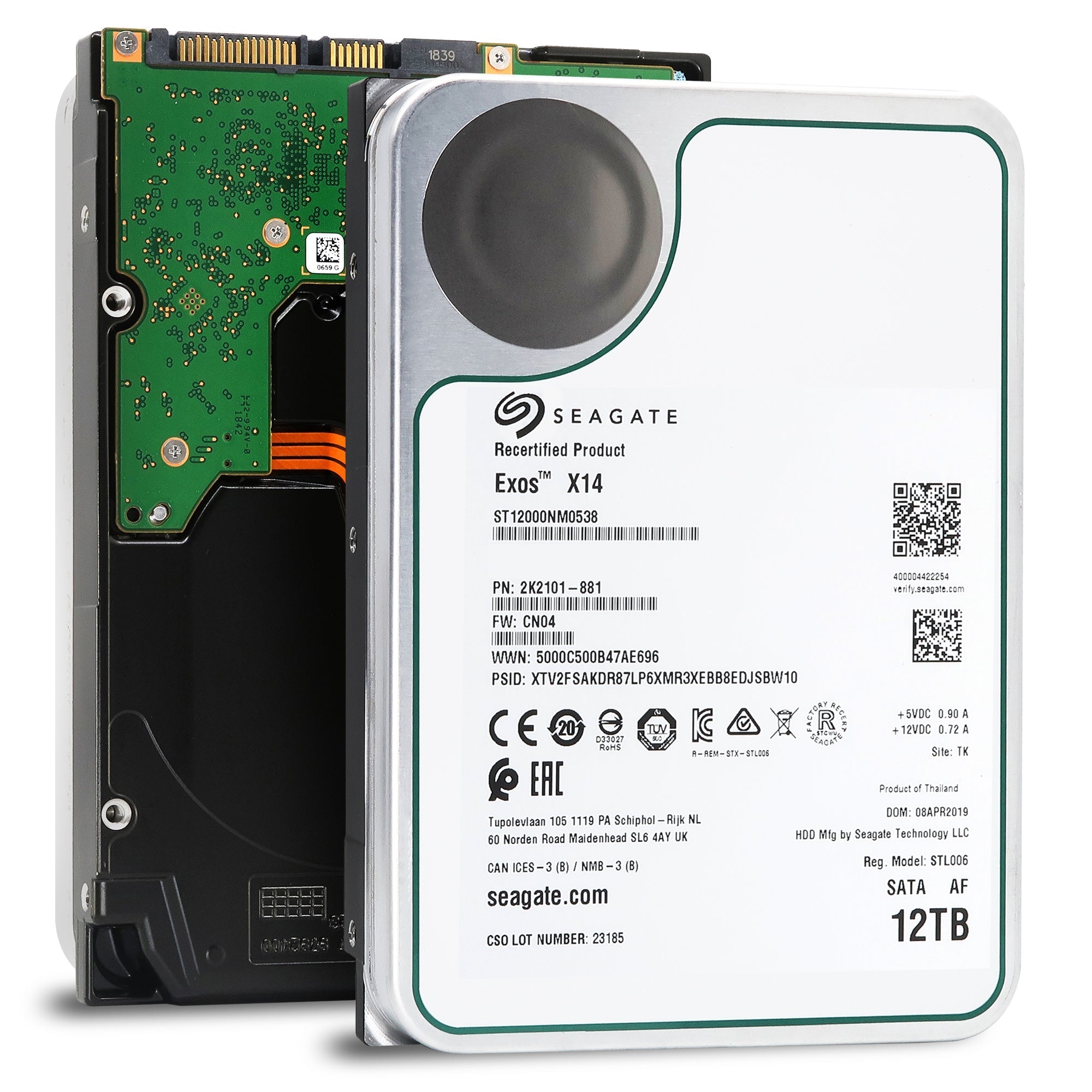Seagate Exos X14 12TB SATA 6Gb/s 512e 7200RPM 3.5" Manufacturer Recertified HDD - ST12000NM0538