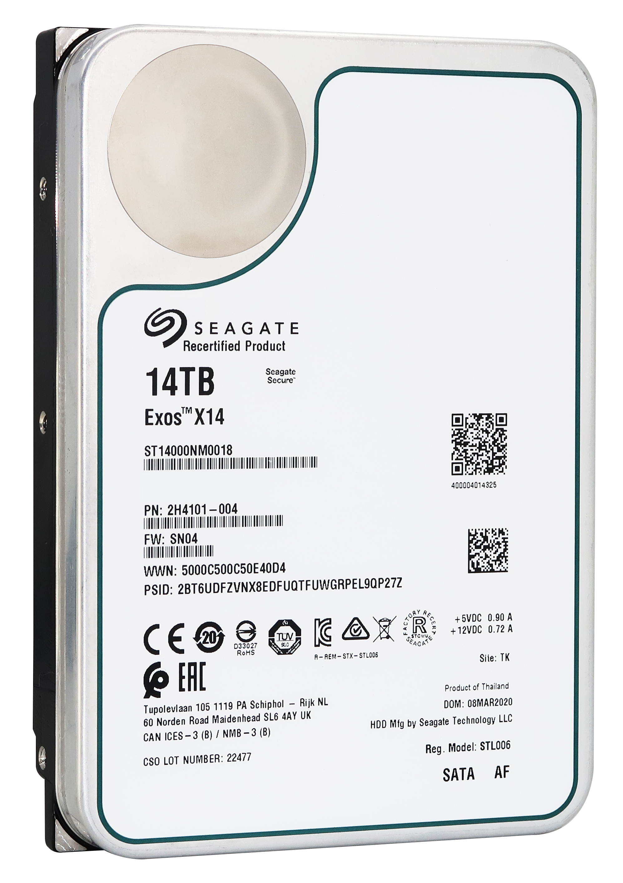 Seagate Exos X14 ST14000NM0018 14TB 7.2K RPM SATA 6Gb/s 512e/4Kn 256MB 3.5" FastFormat HDD