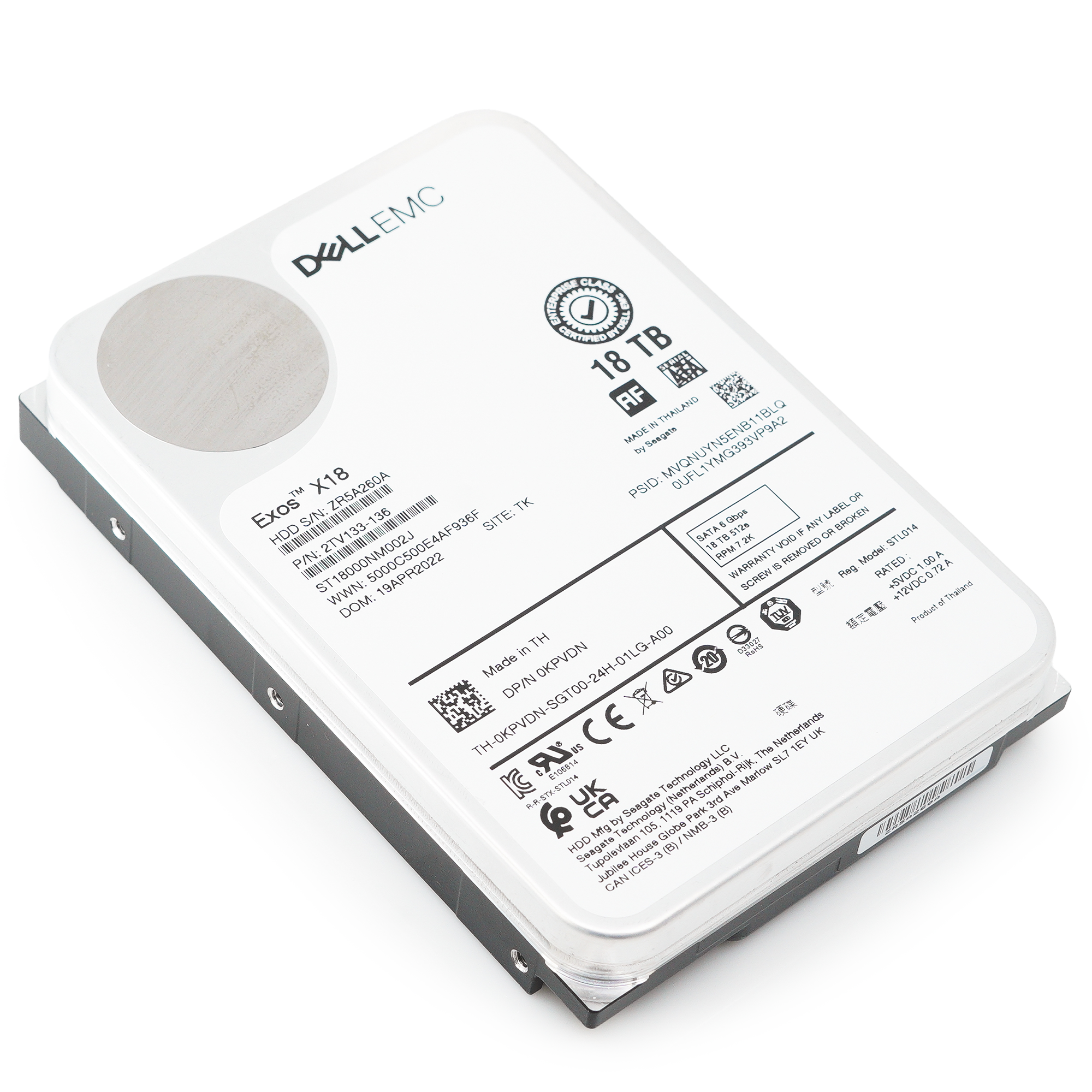 Dell/Seagate Exos X18 ST18000NM002J 18TB 7.2K RPM SATA 6Gb/s 512e 3.5in Refurbished HDD