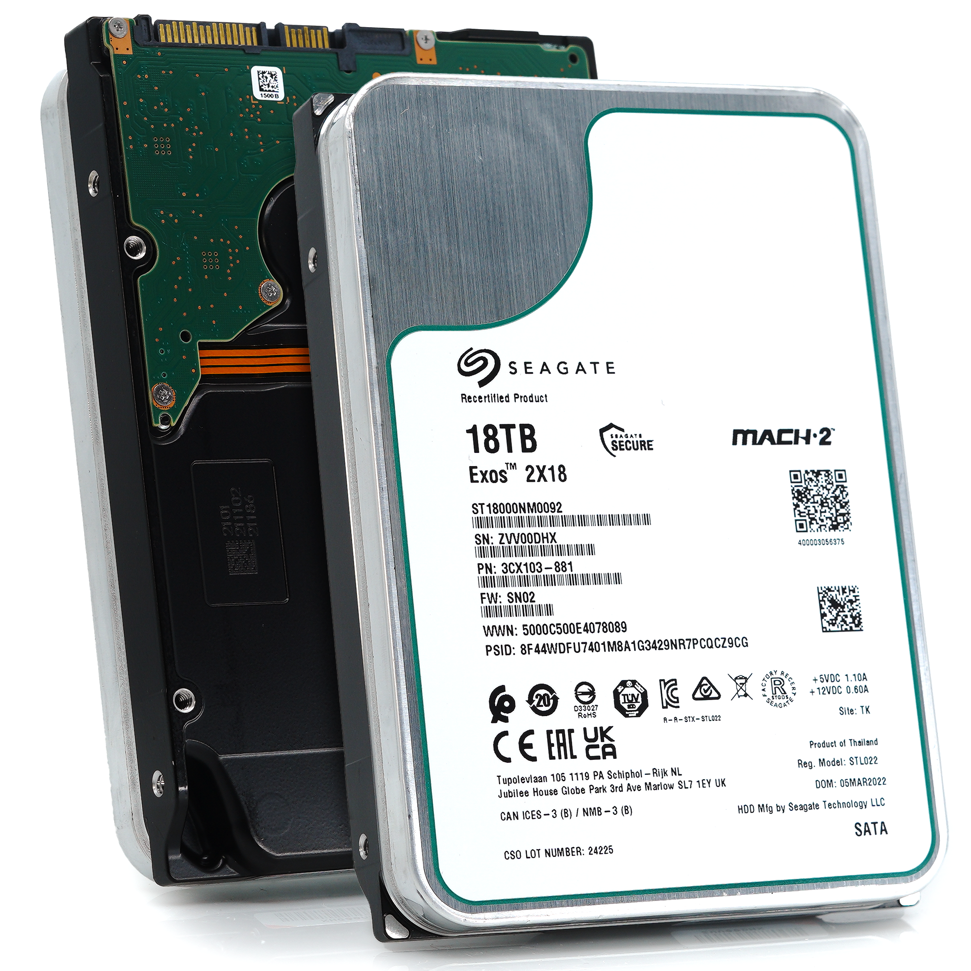 Seagate Exos 2X18 ST18000NM0092 18TB (2x 9TB) 7.2K RPM SATA 6Gb/s 512e Dual Actuator 3.5in Refurbished HDD