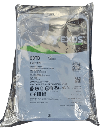 Seagate Exos X20 ST20000NM007D 20TB 7.2K 256MB SATA 6.0Gb/s 3.5" Hard Drive