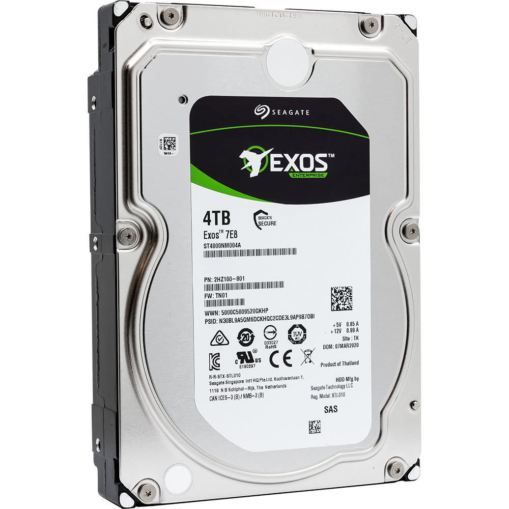 Seagate Exos 7E8 ST4000NM004A 4TB 7.2K RPM SAS 12Gb/s 4Kn 3.5in Refurbished HDD
