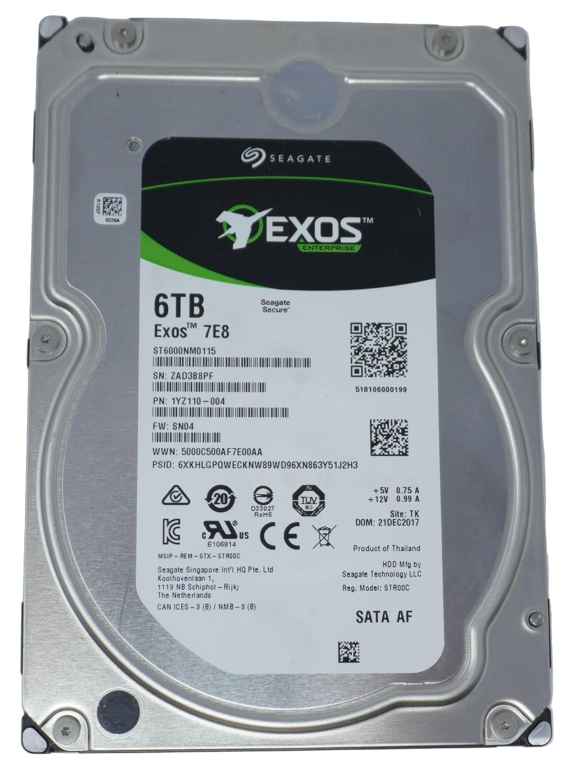 ST6000NM0115 Seagate 6TB 7.2K RPM 6Gb/s 3.5"SATA Hard Drive