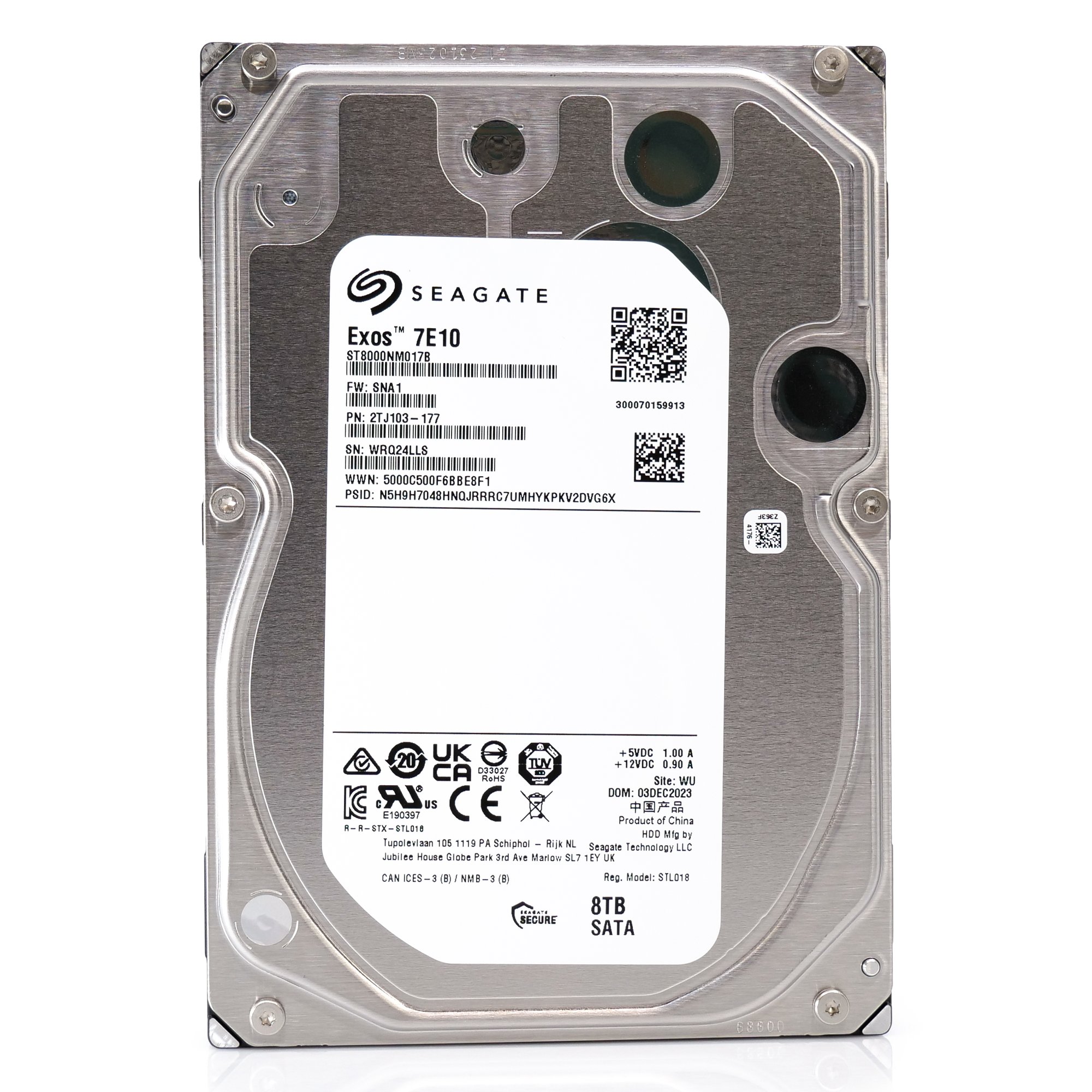 Seagate Exos 7E10 ST8000NM017B 8TB 7.2K RPM SATA 6Gb/s 512e 3.5in Hard Drive