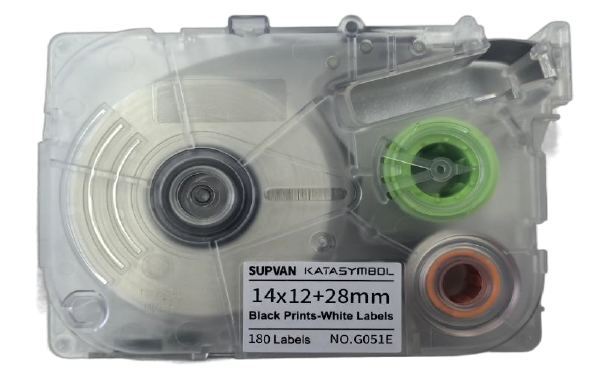 Wrap label for for G15M-Pro label maker, white, 14mm x 12mm + 28mm, 180 pcs/roll, 20 rolls/pack