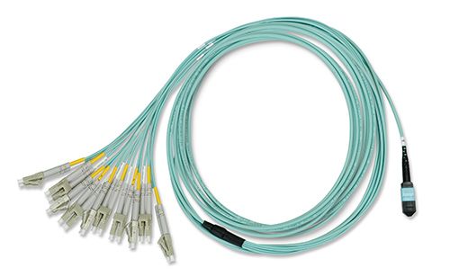 FiberXP MTP to LC 24-Fiber Optic Fan-out Cable OM3 Multimode, 3m