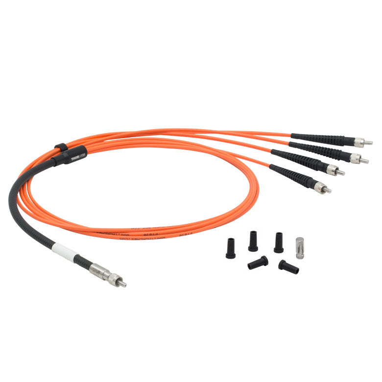 T-BFL44HS01 - 1-to-4 Fan-Out Bundle, 400 µm Core, High OH, SMA, Linear Common End, 1 m Long