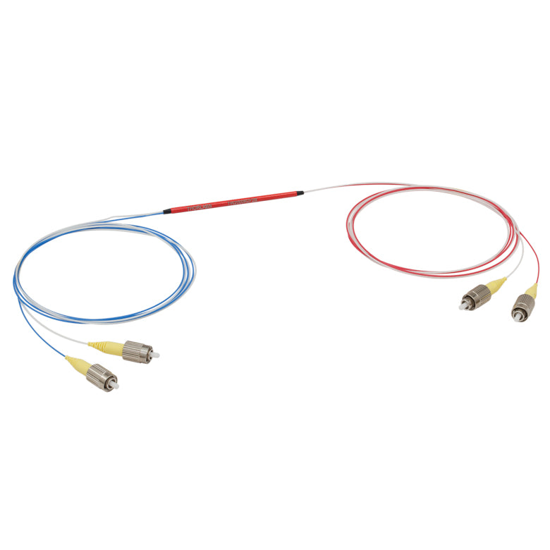 T-TW2000R2F2B - 2x2 Wideband Fiber Optic Coupler, 2000 ± 200 nm, 90:10 Split, SMF-28 Fiber, FC/PC