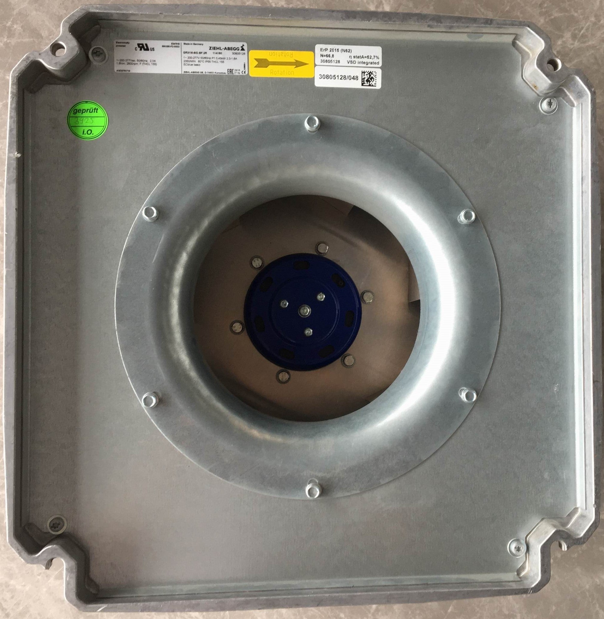 GR31M-6ID.BF.2R ZIEHL-ABEGG centrifugal fan 200-277V 0.38KW 1.9/1.35A 2350rpm