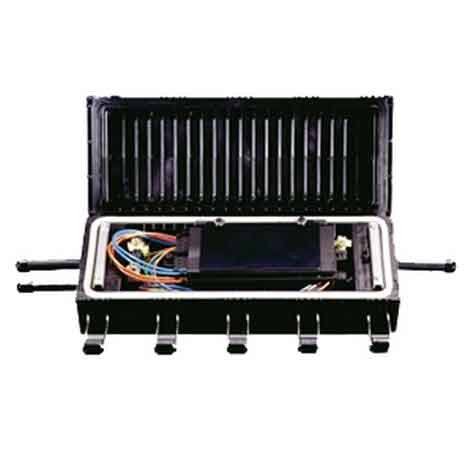 UCAO Splice Closure, preloaded, 5 tray shelves, with two UCAO-ST-02 splice trays