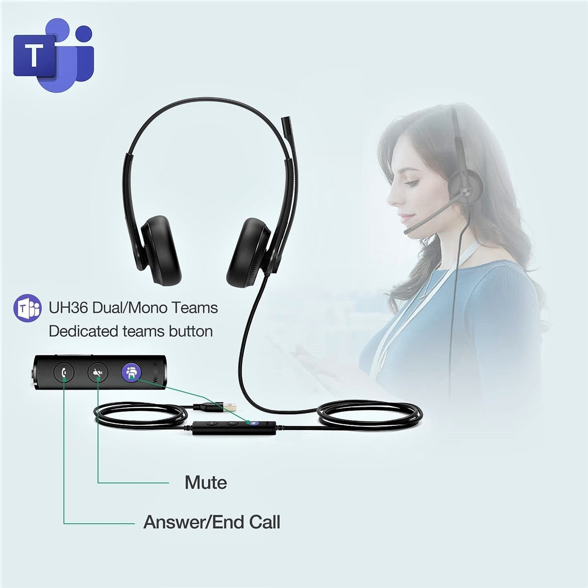 Yealink UH34 Dual/Mono USB-A Wired Headset