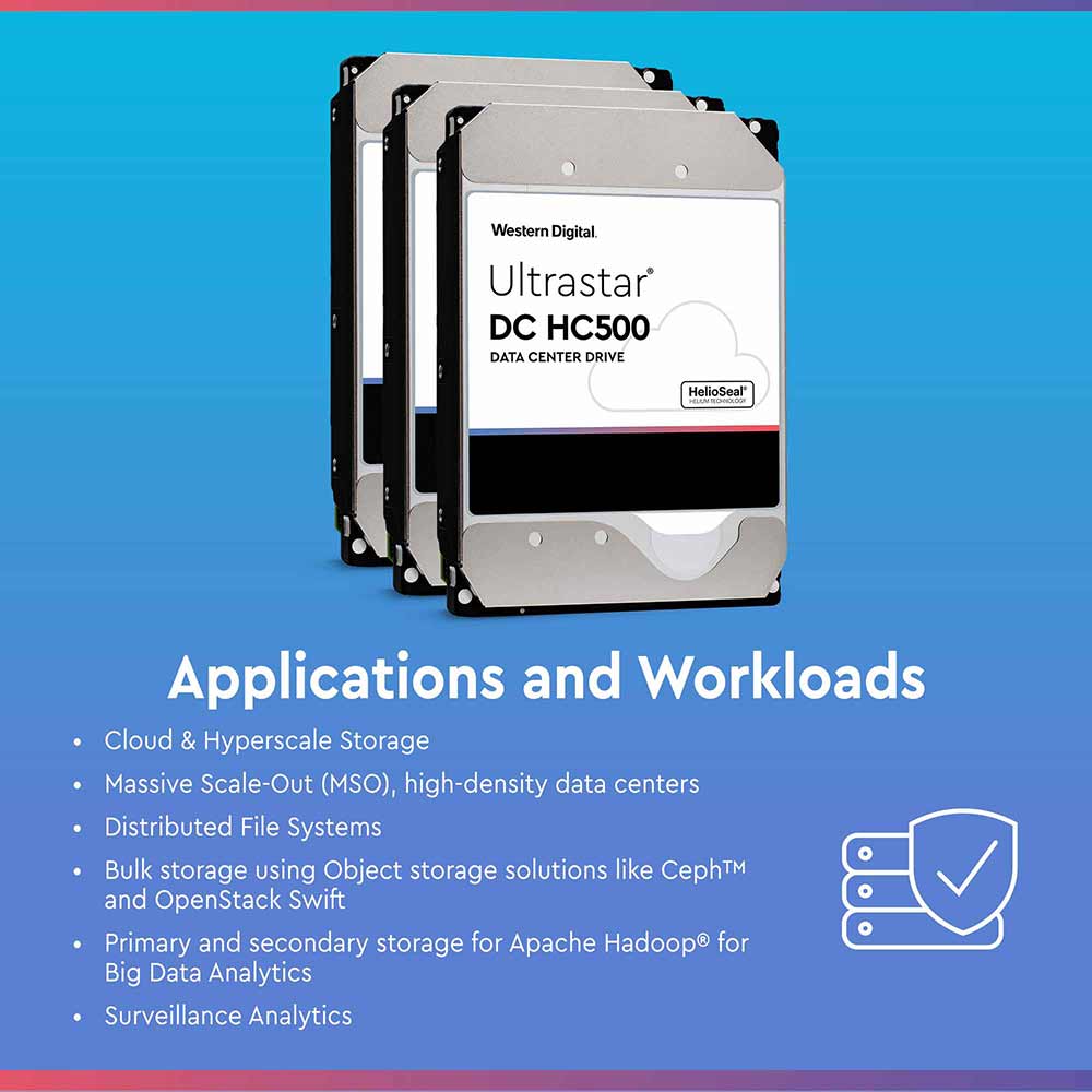 Western Digital Ultrastar DC HC530 WUH721414ALE604 14TB 7.2K RPM SATA 6Gb/s 512e 3.5in Refurbished HDD