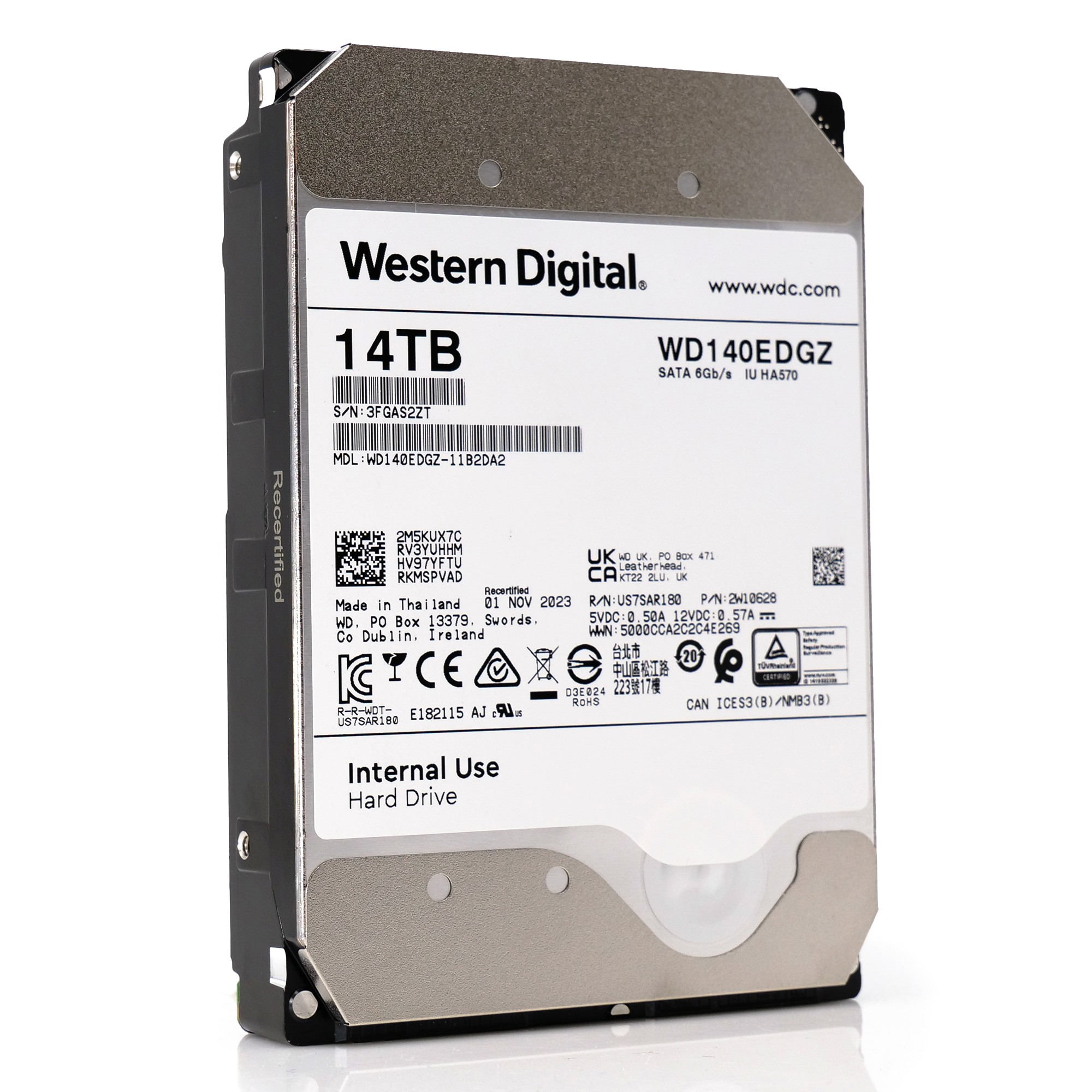 Western Digital Internal Use WD140EDGZ 14TB 7.2K RPM SATA 6Gb/s 512e NAS 3.5in Recertified Hard Drive