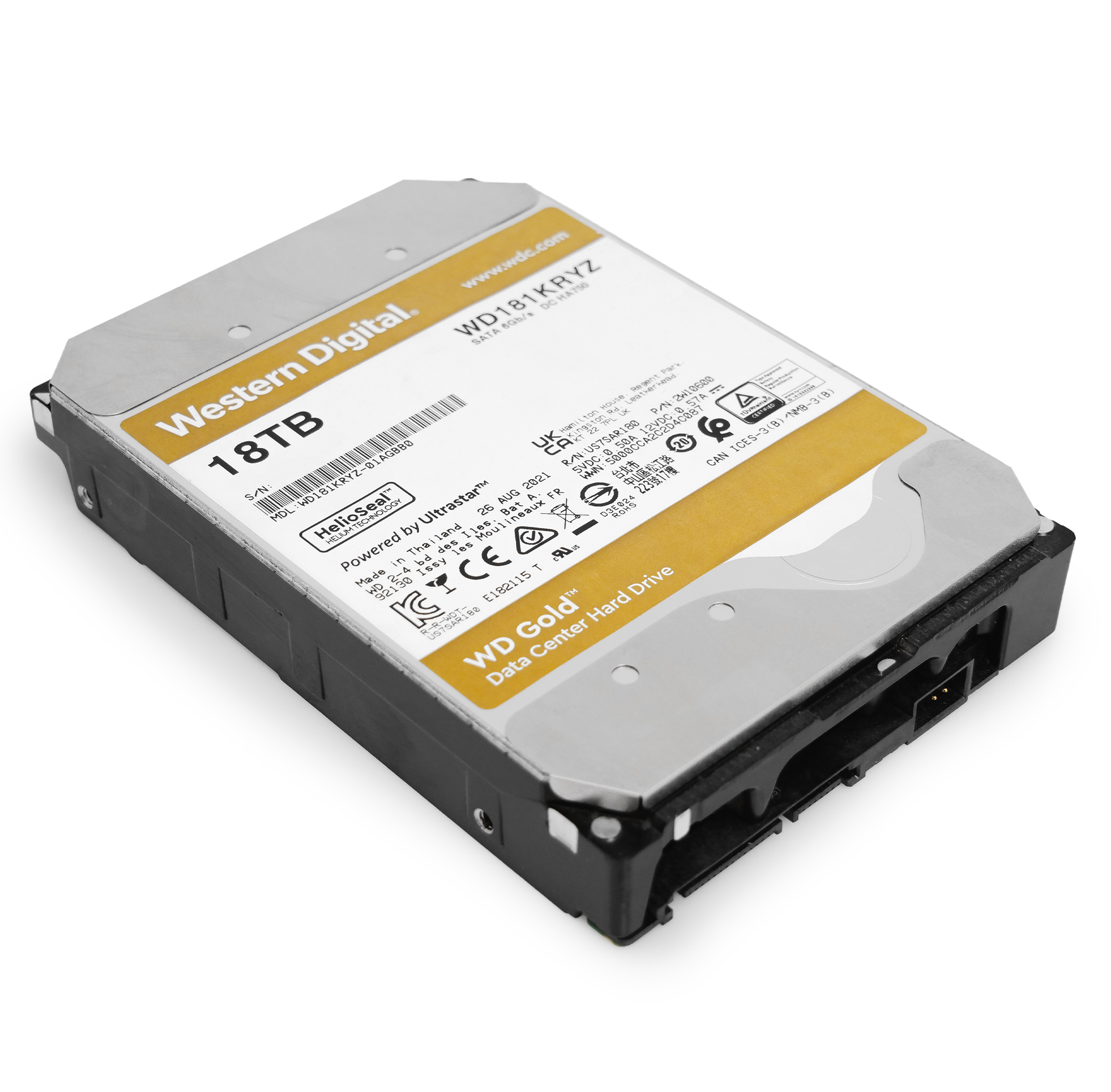 Western Digital Gold WD181KRYZ 18TB 7.2K RPM SATA 6Gb/s 512e Enterprise 3.5in Refurbished HDD