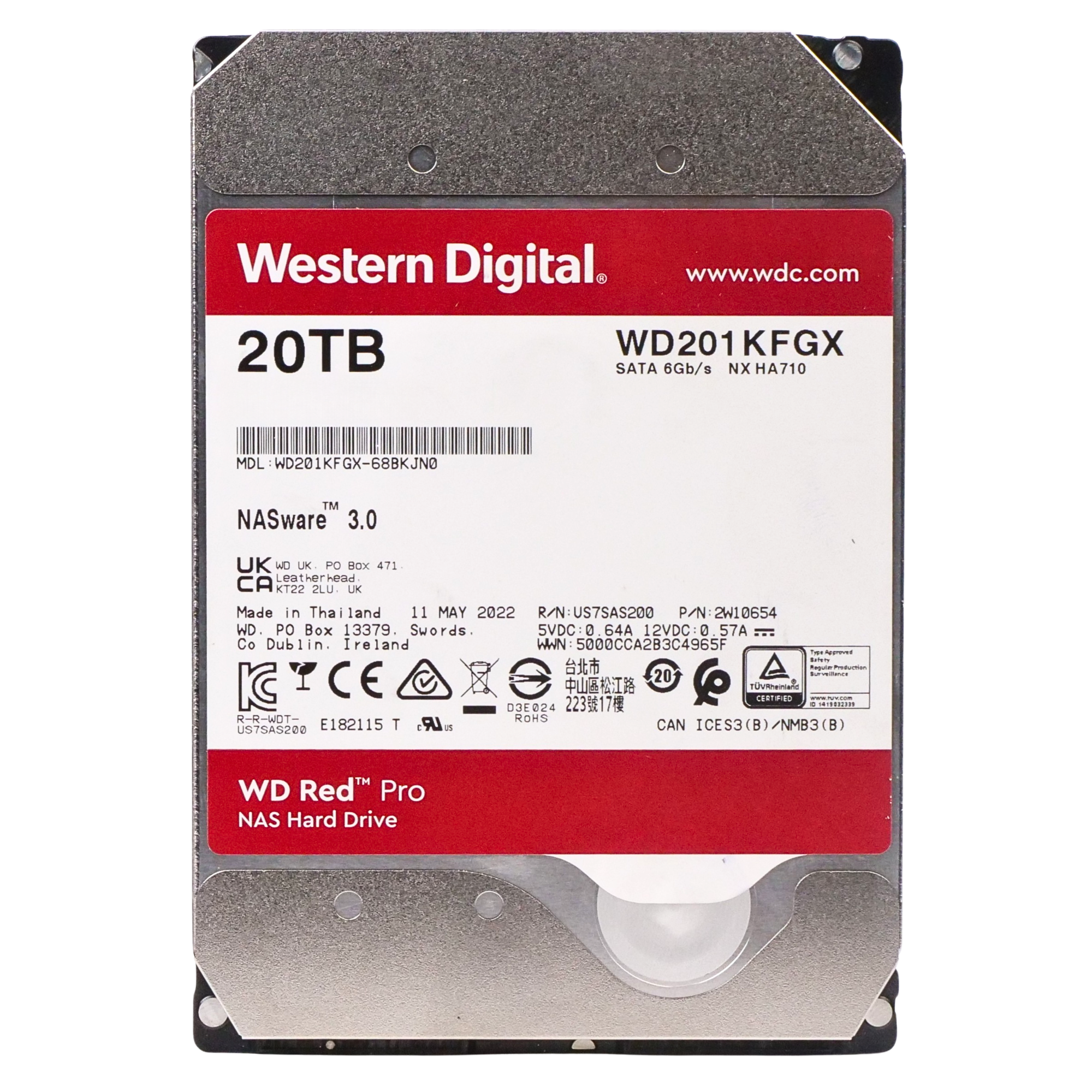 Western Digital Red Pro WD201KFGX 20TB 7.2K RPM SATA 6Gb/s 512e 512MB 3.5in HDD