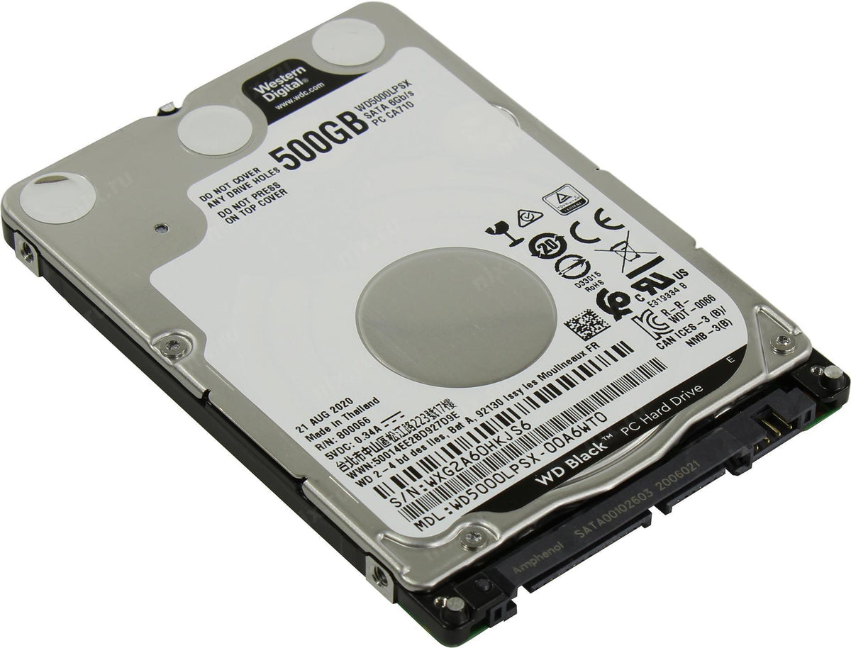 WD Black WD5000LPSX 500GB 7.2k rpm 64MB SATA 6.0Gb/s 2.5" Hard Drive