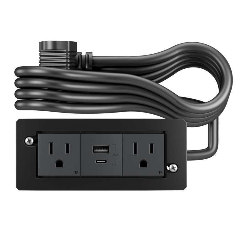 Wiremold dash Furniture Power Center, 2 Outlet and 1 USB A/C, Graphite