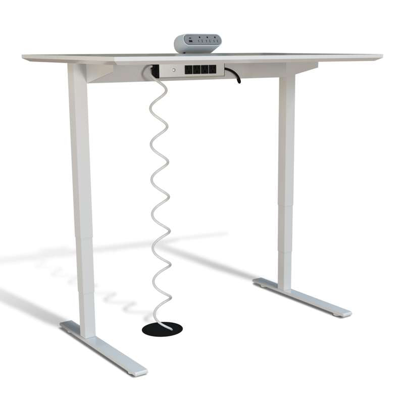 Wiremold Sit Stand Desk Power Hub with Quad Outlets and USB Ports, White