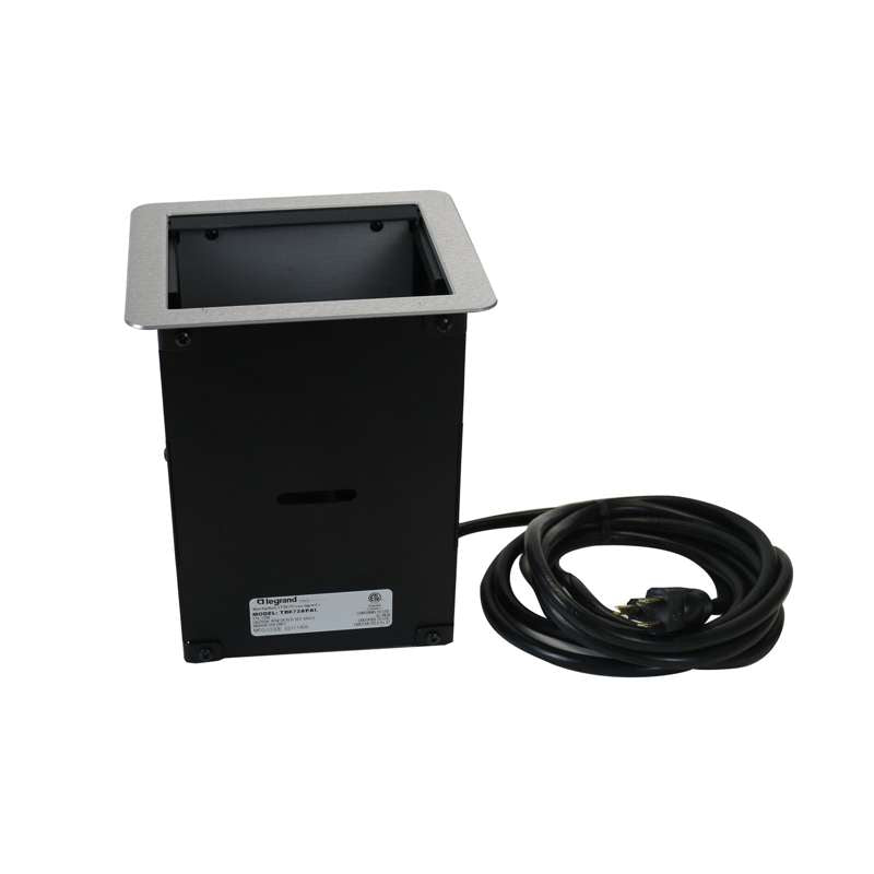 Wiremold InteGreat A/V TABLE BOX WITH USB, CORD ENDED, ALUMINUM