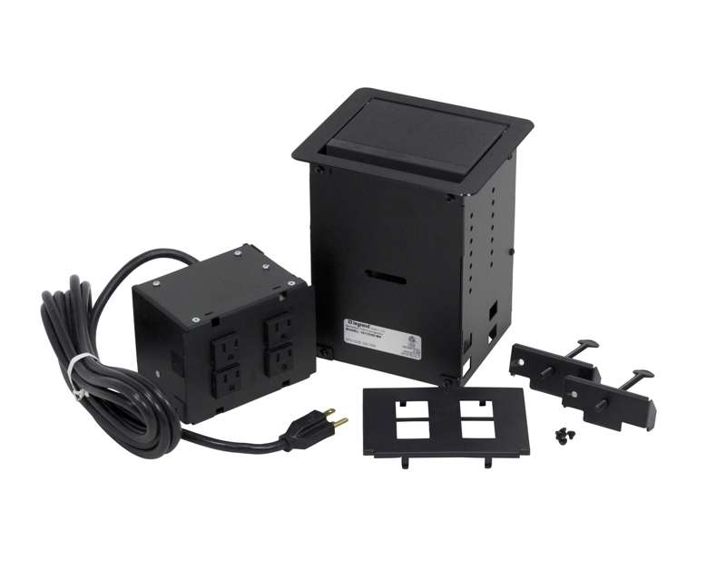 Wiremold InteGreat All Power Table Box, Cord Ended, Black
