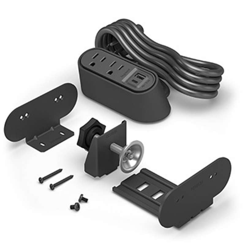 Wiremold Desktop Power Center Slim, 2 Outlets, USB A/C, Black