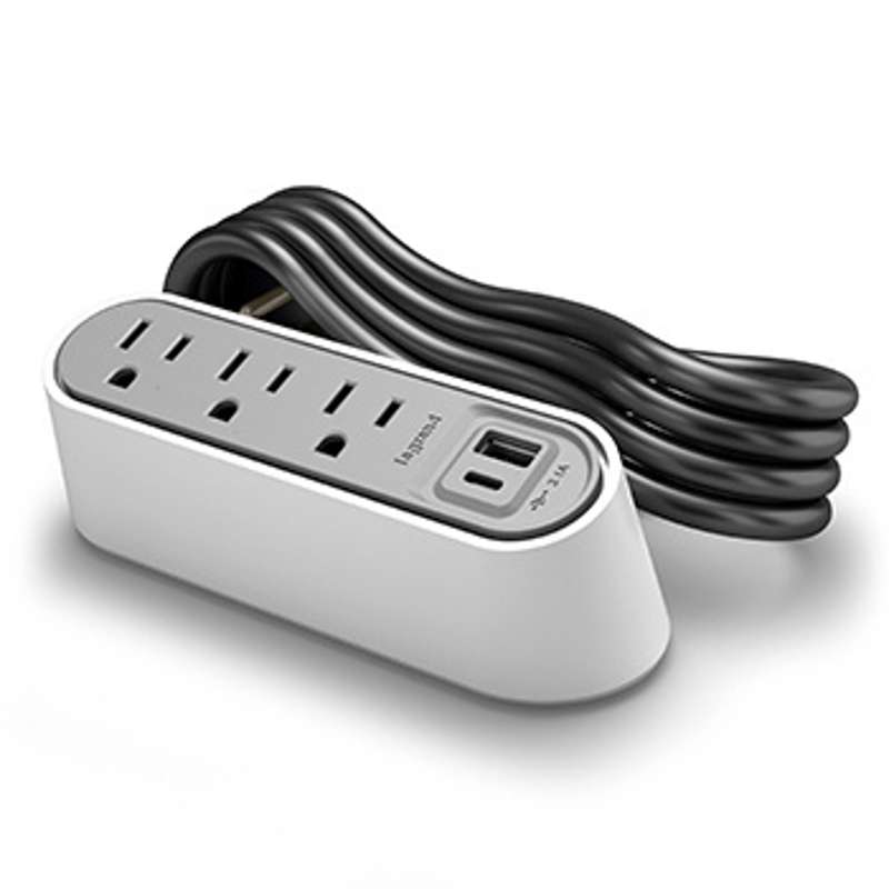 Wiremold Desktop Power Center Slim, 3 Outlets, USB A/C, White