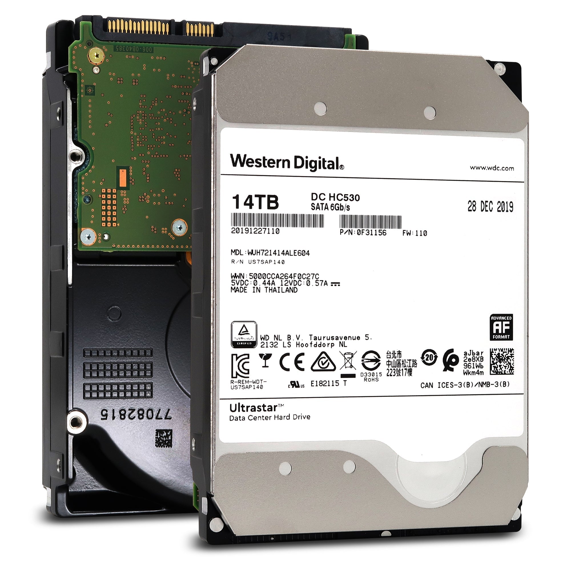 Western Digital Ultrastar DC HC530 WUH721414ALE604 0F31156 14TB 7.2K RPM SATA 6Gb/s 512e SE Power Disable Pin 3.5in Refurbished HDD