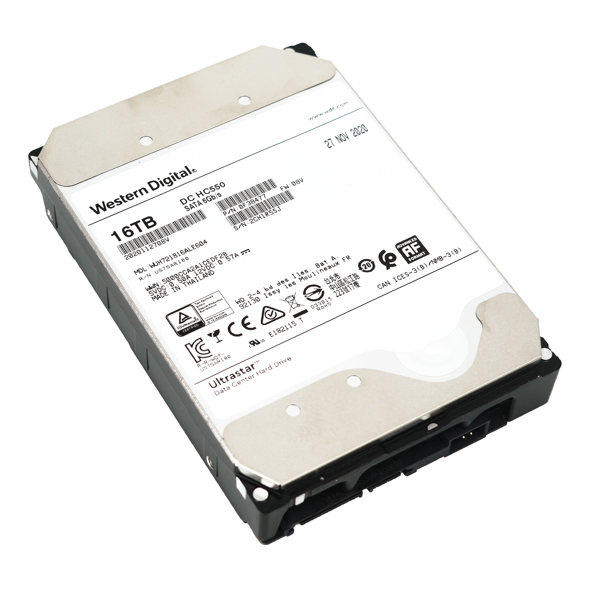Western Digital Ultrastar DC HC550 WUH721816ALE604 0F38477 16TB 7.2K RPM SATA 6Gb/s 512e 3.5in Power Disable Refurbished HDD
